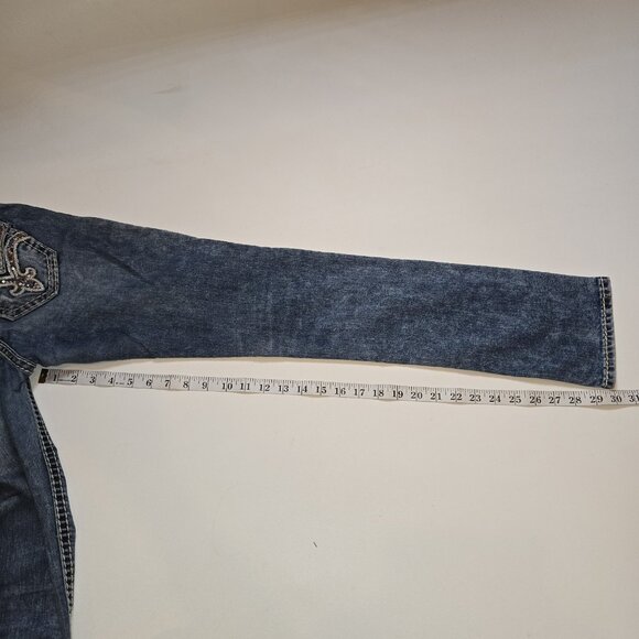 Rock Revival Klandi Straight Jeans 25 Embroidered Rhinestone Distressed Denim St - Picture 8 of 11
